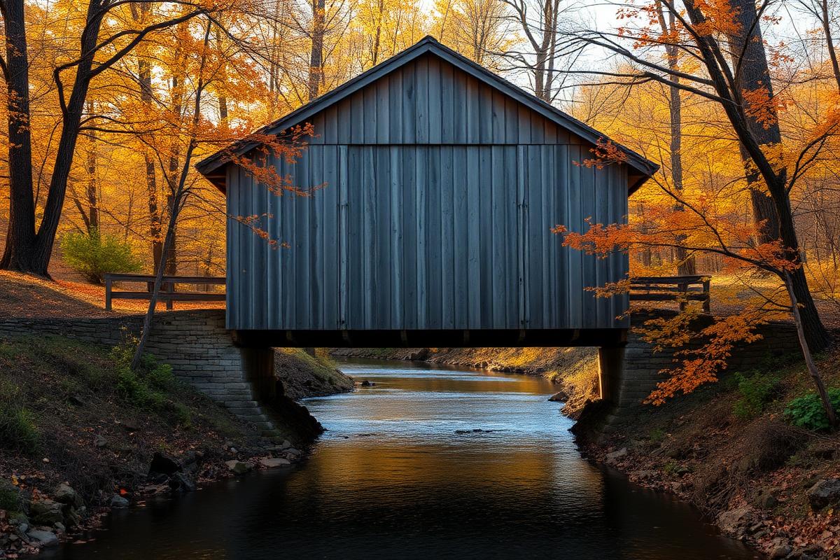 A wooden covered bridge in Lancaster County